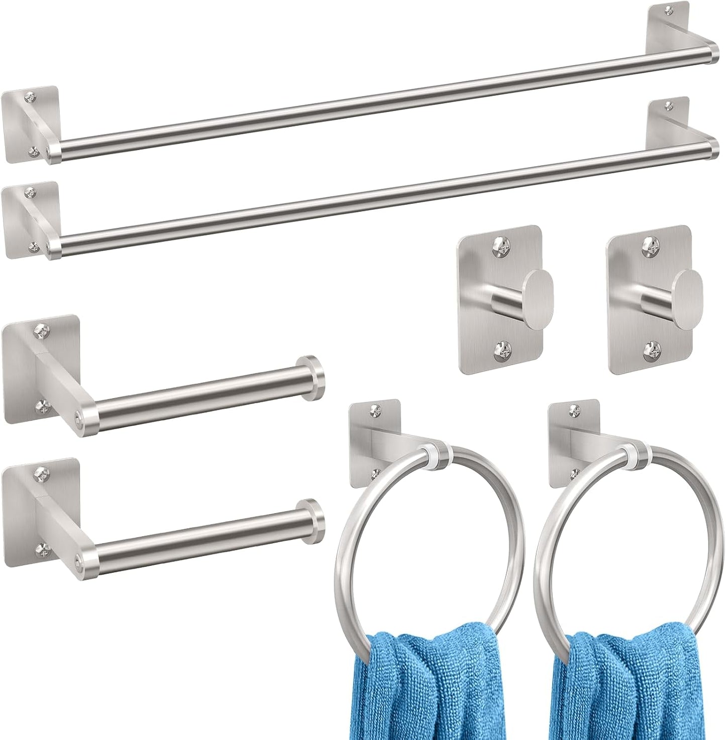 Black Bathroom Accessories Set, 4-Piece Bathroom Hardware Set | 24 Inch Towel Bar, Towel Racks for Bathroom, Robe Towel Hooks, Toilet Paper Holder Wall Mounted