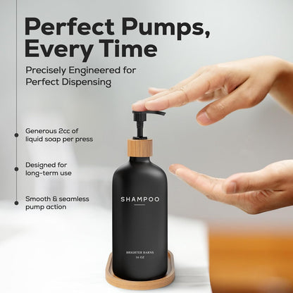 Black Shampoo and Conditioner Dispenser Set by  - Body Wash, Shampoo Dispenser for Shower with Pump - Refillable Plastic Shower Soap Dispenser for Bathroom Decor in Home, Airbnb (Black)