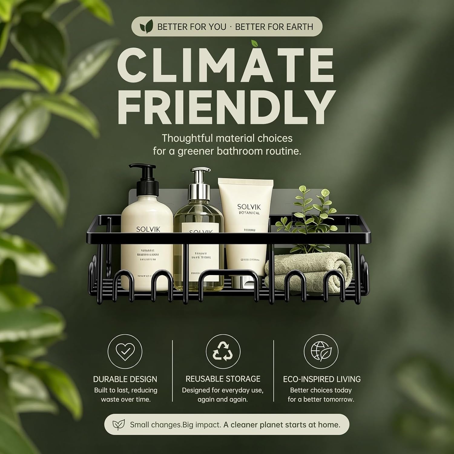 Shower Caddy 6-Pack, Bathroom Organizers and Storage Shelves, Black | Advanced Rustproof Design, Large Capacity, No Drilling, Adhesive Rack with Soap Holder, Wall-Mounted Kitchen & Home Decor