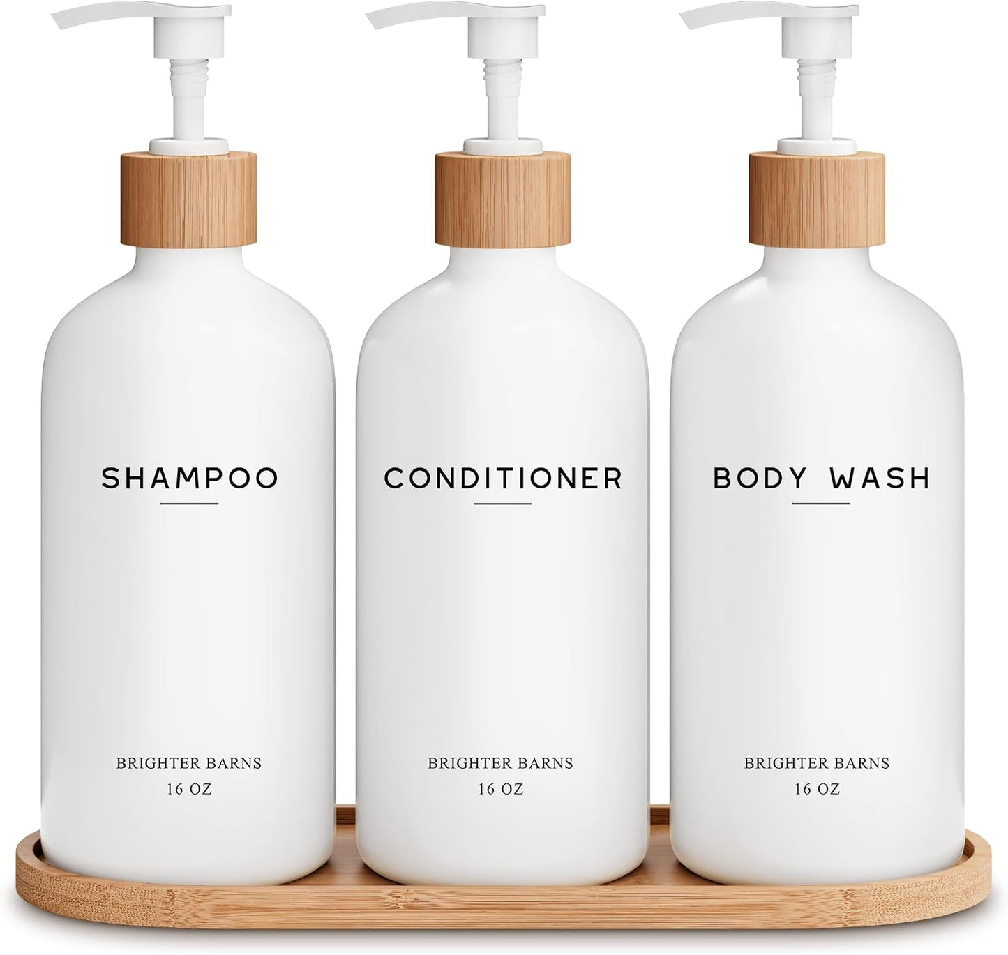 Black Shampoo and Conditioner Dispenser Set by  - Body Wash, Shampoo Dispenser for Shower with Pump - Refillable Plastic Shower Soap Dispenser for Bathroom Decor in Home, Airbnb (Black)