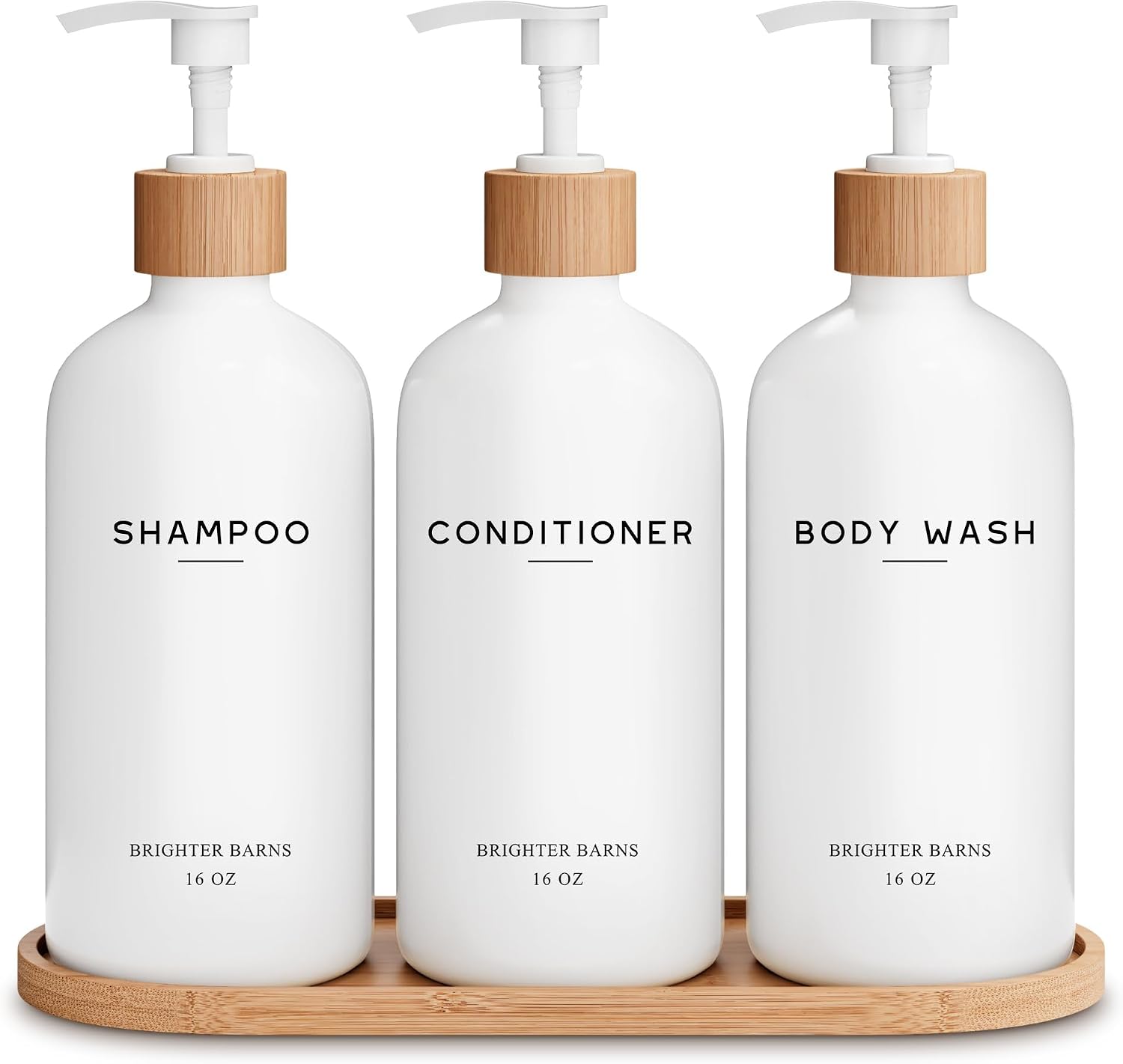 Black Shampoo and Conditioner Dispenser Set by  - Body Wash, Shampoo Dispenser for Shower with Pump - Refillable Plastic Shower Soap Dispenser for Bathroom Decor in Home, Airbnb (Black)
