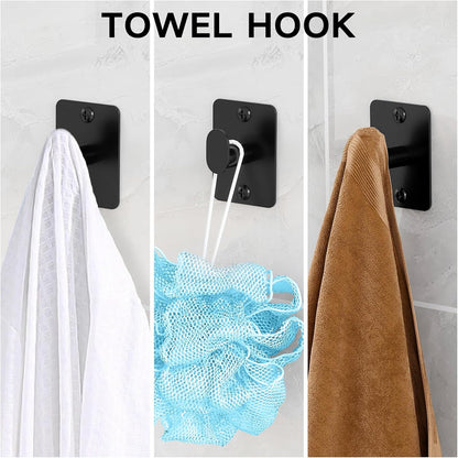 Black Bathroom Accessories Set, 4-Piece Bathroom Hardware Set | 24 Inch Towel Bar, Towel Racks for Bathroom, Robe Towel Hooks, Toilet Paper Holder Wall Mounted
