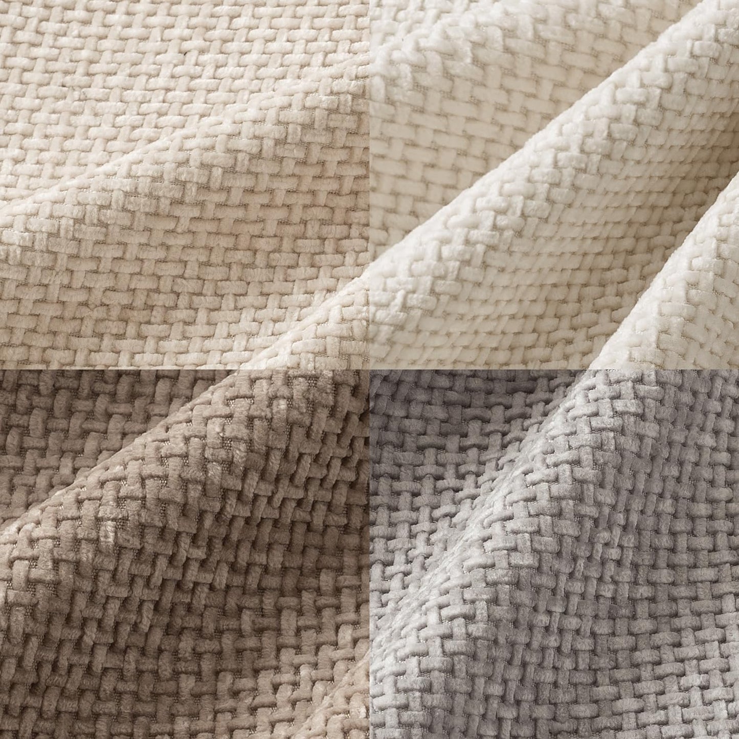 Soft Decorative Chenille Pillow Covers Neutral 18X18 Pack of 4 | Mid Century Modern Decor, Cream to Charcoal Set, Couch Throw Pillows, Farmhouse Boho Cushion Covers for Sofa Bed Living Room