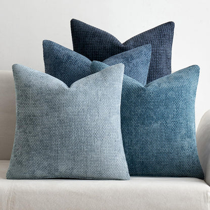Soft Decorative Chenille Pillow Covers Neutral 18X18 Pack of 4 | Mid Century Modern Decor, Cream to Charcoal Set, Couch Throw Pillows, Farmhouse Boho Cushion Covers for Sofa Bed Living Room
