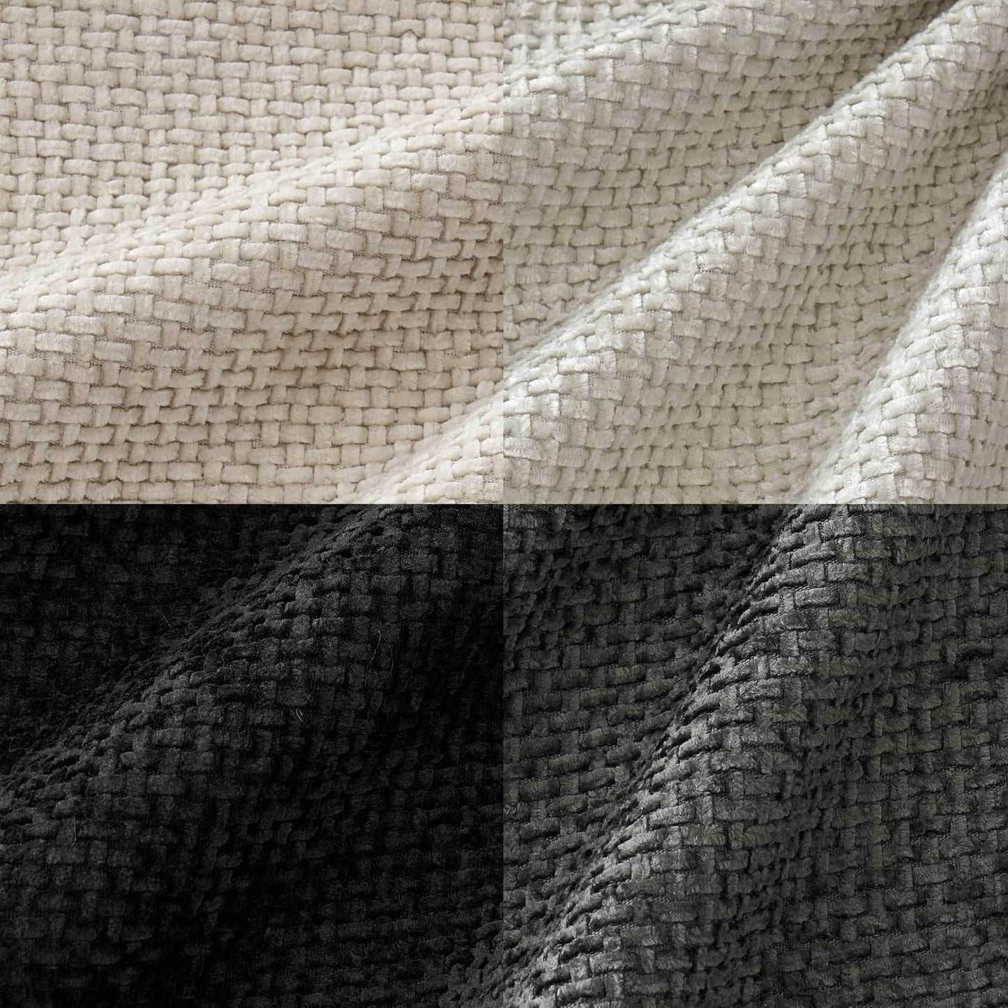 Soft Decorative Chenille Pillow Covers Neutral 18X18 Pack of 4 | Mid Century Modern Decor, Cream to Charcoal Set, Couch Throw Pillows, Farmhouse Boho Cushion Covers for Sofa Bed Living Room
