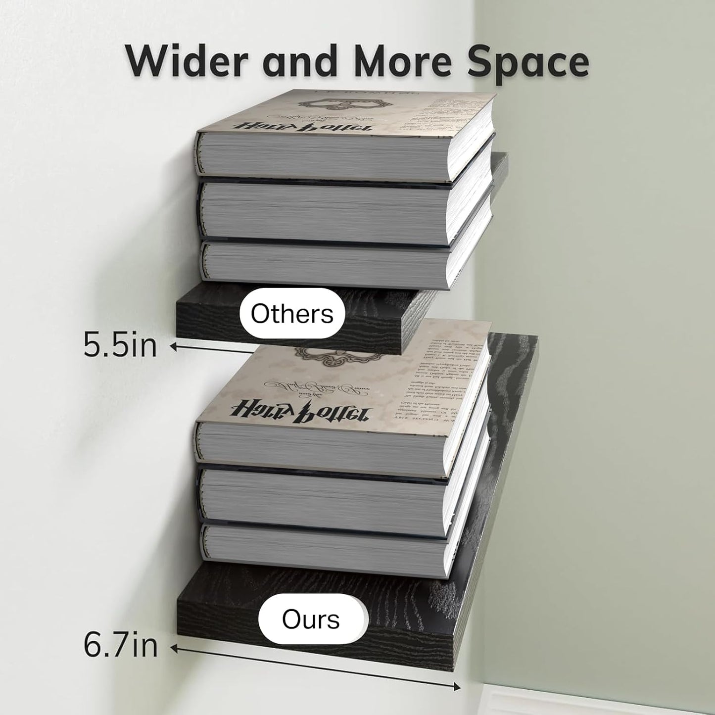 Floating Shelves for Wall, Wall Mounted Rustic Wood Shelves for Bathroom, Bedroom, Living Room, Kitchen, Hanging Shelf for Books/Storage/Room Decor with 22Lbs Capacity (Black, Set of 3, 15.7In) | Easy Install, 22Lbs Max Load, Hidden Bracket, Wall Shelves for Lego Plant Nursery Dorm Laundry Display, Multi-Wall Compatible